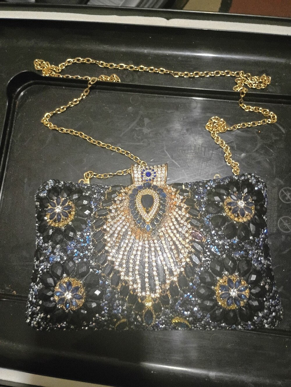 Evening Bag Unforgettable, Stunning. Blue, Gold, Diamonds & Sapphires
